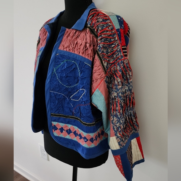 Vintage Handmade Quilted Jacket Womens L Multi color - Picture 4 of 10